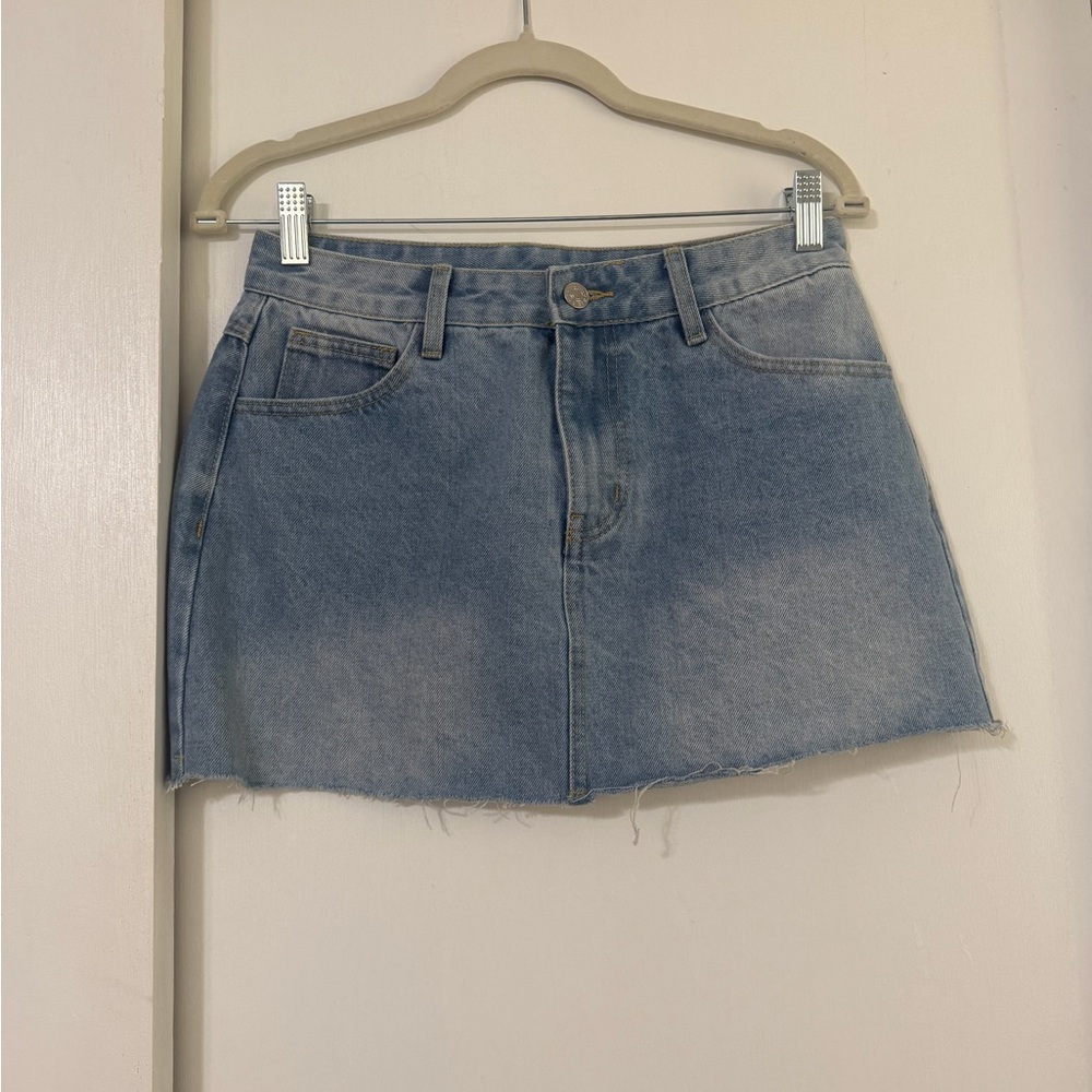Muse Light Blue Denim Mini Skirt